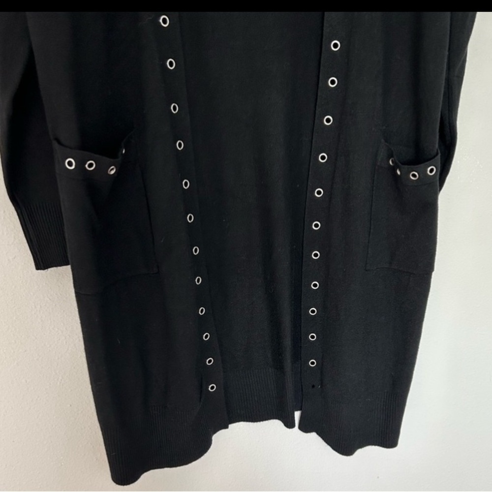 NWT Rain + Rose Long Black sweater with Silver rivets, women’s size Medium. - Picture 5 of 8